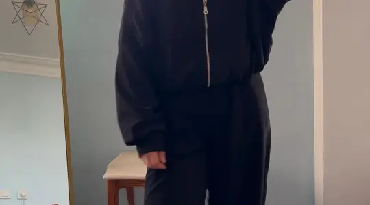 Siyah Oversize Fermuarlı Kadın Eşofman Takımı