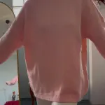 Bisiklet Yaka Uzun Kollu Oversize Pembe Triko Kazak