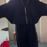 Siyah Oversize Fermuarlı Kadın Eşofman Takımı